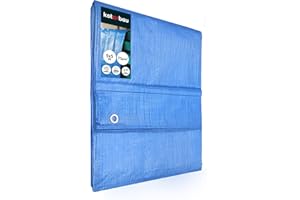 KOTARBAU® Telo Impermeabile Esterno - Polietilene - 5 x 5 m - Blu - 75 g/m² - Telo Sotto Piscina Fuori Terra - Copertura con Occhielli - Telone Robusto - Copertura Esterna - Telone da Giardino