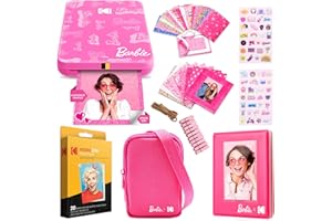 Kodak x Barbie Step Slim Wireless Instant Portable Photo Mobile Printer Gift Bundle (Signature Style)+ Barbie Camera Case, Photo Album, Sticker & Hanging Frames, 50 Stickers + Zink Paper (20 Sheets)