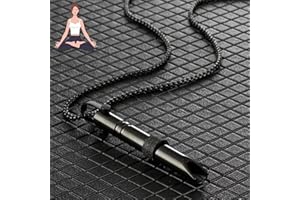 FANFALUV Calm Carry Portable Stainless Steel Whistle Necklace for Breathing Exercises, Meditation, Anxiety Gifts for Women (Black)