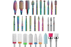 PAIRIER 30 pezzi di Punte Fresa Unghie in Ceramica da 3/32 Pollici in Carburo di Tungsteno Punte Frese Professionali Diamantate per Rimuovere le Unghie in Gel Acrilico e le Cuticole per Manicure