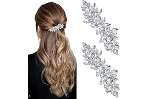 APAUSVCM Rhinestone Hair Clips, Silver Sparkly Crystal Hair Pins Fancy Hair Barrettes for Women Wedding Hair Accessories for Bride Bridesmaid Long Hair