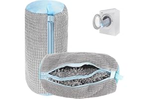 KASANNI Sac à Chaussures Double 2-en-1, Lavage à 360°, Fermeture Éclair Cachée, Protection et Nettoyage Supérieurs, Idéal pour Sneakers et Baskets, 600g de Microfibre, Convient à Toutes les Chaussures (Gris)