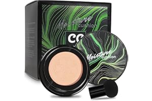 HUALIJIA Mushroom Head Air Cushion CC Cream, correttore idratante, base idratante per il trucco BB Cream di lunga durata con spugna per trucco a funghi, facile da applicare, rotondo (naturale)