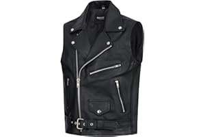 PAULGOS Lederweste Weste Kutte Leder Biker Rocker Motorrad Clubweste Bikerweste Motorradweste Schwarz BW2