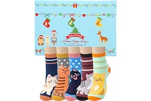 Chalier Cozy 5 Pairs Womens Cotton Animal Socks Cute Dog Cat Funny Novelty Socks Gifts for Women, One Size