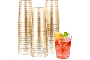 Mauepersu Lot de 50 gobelets en argentés - 280 ml - Réutilisables - Élégantes - Pour fête, champagne, bière, cocktail, martini, soda et dessert (9,5 x 7,5 cm)