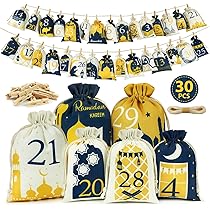 Calendario Ramadan fai da te da riempire, 30 sacchetti di carta kraft stampati, sacchetti Eid Mubarak, sacchetti regalo Ramadan, sacchetti calendario Ramadan, sacchetti regalo Ramadan riutilizzabili