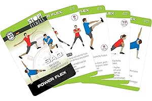 SCHÄFER SPORT & FITNESS Stop! Fitness | Power Flex Beweglichkeit | Trainingskarten Übungskarten, deutsche Version, Kartengröße 66 x 100 mm mit Kunststoffbox - SAQ Serie