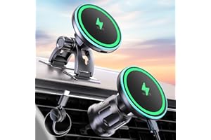 MOKPR for Magsafe Car Mount Charger, 15W for Magsafe Car Charger Charger Magnetic Car Phone Holder for Dashboard & Vent for iPhone 17 16 15 14 13 12 Series&MagSafe Case (Dark Black)