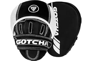 GotchaKart Curved Boxing Pads for Adults - Maya Hide Leather Focus Mitts, MMA Muay Thai Kickboxing Training Pads, Jab Target Hand Pads, Adjustable Strap Ventilated Punching Mitts for Men & Women
