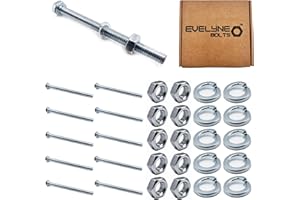 EVELYNE M4 Nut, Bolt & Spring Washer Set. 10 pack - M4x50 Bolts, M4 Nuts & M4 Spring Washers