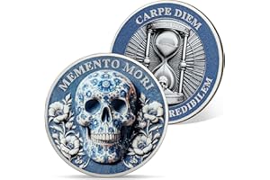 AtSKnSK Memento Mori Moneta Carpe Diem Moneta Teschio Sfida Moneta Fantastica Regali sul tema Stoicismo Medaglione Stoico Memoriale Moneta Regali Memento Moneta Memento per Moneta
