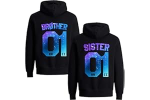 Pärchen Hoodies 1 Stück Brother Sister King Queen Pullover Partner Tops Couple Pulli Geschwister Geschenke Partnerlook für Bruder Schwester Paar