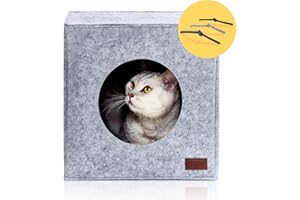 PiuPet® Panier Chat I 17,5cm diamètre I Compatible avec IKEA® Kallax étagères I Maison Chat I Niche Chat I Coussin Chat Inclus I Panier Kallax | Cat Bed | Accessoires Chaton