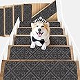 SKADE Stair Treads Carpet Non-Slip Indoor Set of 10 Carpet Stair Treads 25 * 75 cm, Anti Moving Grip Self Adhesive Stair Rugs Mats Runners Safety Slip Resistant for Kids, Elders, and Dogs, Grey