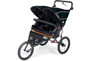 OUT N ABOUT Out ‘n’ About Nipper Sport Double V5 Stroller | Jogging Pushchair | Newborn - 4 Years | Lightweight All-Terrain Buggy | Forest Black | Rain Cover and Removable Basket Included