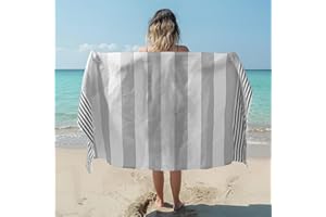 JEMIDI Ręcznik hammam - lekki szybkoschnący ręcznik z mikrofibry XL dla dorosłych - na plażę saunę podróż lub piknik - duży ręcznik kąpielowy z tureckiej bawełny - szary