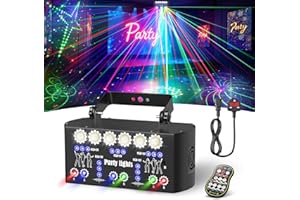 BrightWish RGBW 27-Beam Stage Effects with DMX, DJ Disco Light Party Lights, Sound-Activated, Strobe Light, UV & Pattern Modes, Remote-Control for Parties Clubs Gigs KTV DJ Bar