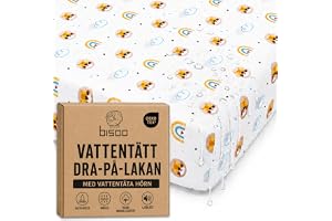 Bisoo Magic Sheet 80x160 Lejon Vattentät Dra-på-lakan för Juniorsäng | 2-i-1, Sparar Madrasskyddet, Vattentät, Andningsbar, Mjuk Bomullsjersey Oeko-Tex