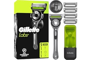 ‎GILLETTE GilletteLabs Rasierer Herren Nass mit Reinigungs-Element, Nassrasierer für Männer— Inkl. 1 Handstück, 5 Ersatzklingen, und Wandhalterung für eine Einfache Aufbewahrung im Badezimmer