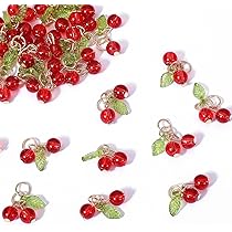 50 Stück Kirsch-Anhänger Aus Glas - DIY Schmuckzubehör Für Halsketten & Armbänder