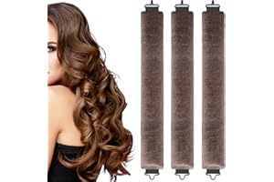 CENCERY 3 pezzi bigodini senza calore fascia bigodini senza calore aste di soffiaggio senza calore bigodino senza calore apparecchi per lo styling dei capelli fai da te (marrone)