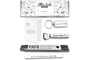 Presentix® Bester Papa Geschenkset - mit Flaschenöffner, Zollstock, Bleistift und Schlüsselanhänger | Geschenke für Väter | Geburtstagsgeschenk für Männer | bester Papa Geschenke (Papa Weiß)