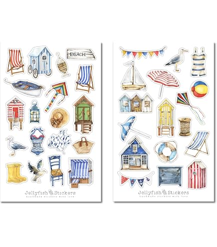 Journal Sticker Für Reisetagebuch Urlaub Sticker Set - Aufkleber Für Reisetagebuch Mit Strand & Meer Motiven Kreuzfahrt Muscheln Sticker