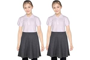 A2Z 4 Kids Pack of 2 Girls Plain School Uniform Skater Skirts Knee Length Elasticated Waist Summer Lightweight School Wear Skirts Age 5-14 Years