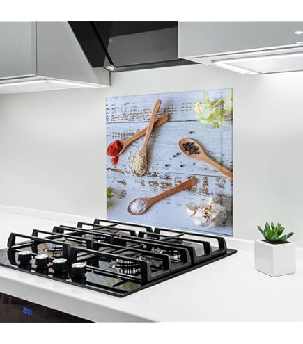Glass Awesome Crédence En Verre Trempé Résistant à La Chaleur - Décoration 90 X 65 Cm Épaisseur 4 Mm Parfait Derrière Les Cuisinières Gaz, Céramique Et Induction Facile Nettoyer Suspendre Multicolore