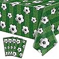 LKITMIUT 4 Packs Football Party Tablecloth Table Cloth Rectangular Plastic Cover Sports Theme Covers Birthday Decorations Supplies, 220cmx130cm