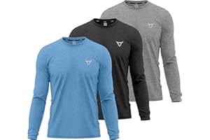 TORO ACTIVA Mens Pack of 3 T Shirt Light Weight Quick Dry Soft Moisture Wicking Active Athletic Plain Full Sleeve Shirts Workout Top
