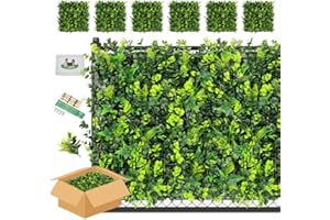 ULAND Artificial Hedges Plant Wall Panels, 6PCS Greenery Ivy Fence Screening, Home Garden Outdoor Wall Decoration 50 x 50cm (A009,6)