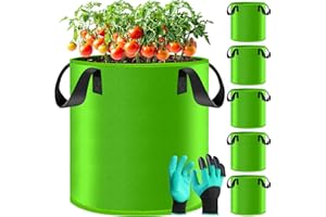 JEDWKFA 5 Stück Pflanzsack, Tomaten Kübel, 30L Grow Bag, Vliesstofftöpfe, Pflanzgefäss für Tomaten, Kartoffeln zum Pflanzen mit Griffe, für Kartoffeln, Tomaten und Erdbeeren