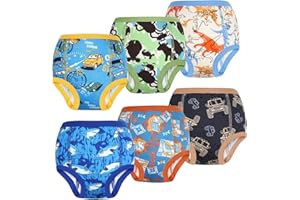 FLYISH DIRECT Ropa Interior de Entrenamiento para niños y niñas, Calzones de Entrenamiento para niño de 100% algodón, Bragas de Aprendizaje Reutilizables, 6 Paquetes