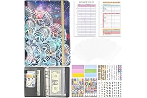 QTUIE Raccoglitori ad Anelli Money Binder Raccoglitore Notebook A6 Pelle PU Quaderno Porta Soldi,Agenda Porta Soldi Budget Binder Organizzatore Soldi Portadocumenti per Budget (Nero-2)