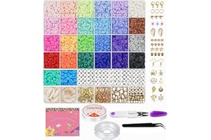 MUYANS 6500+ Kit Perline per Braccialetti, 6mm Perline Piatte per Bigiotteria Fai da te, Perline per Collane, 26 Colori Kit Braccialetti Fai da Te Bambina Adulti con Perline di Lettere Ciondolo Charms