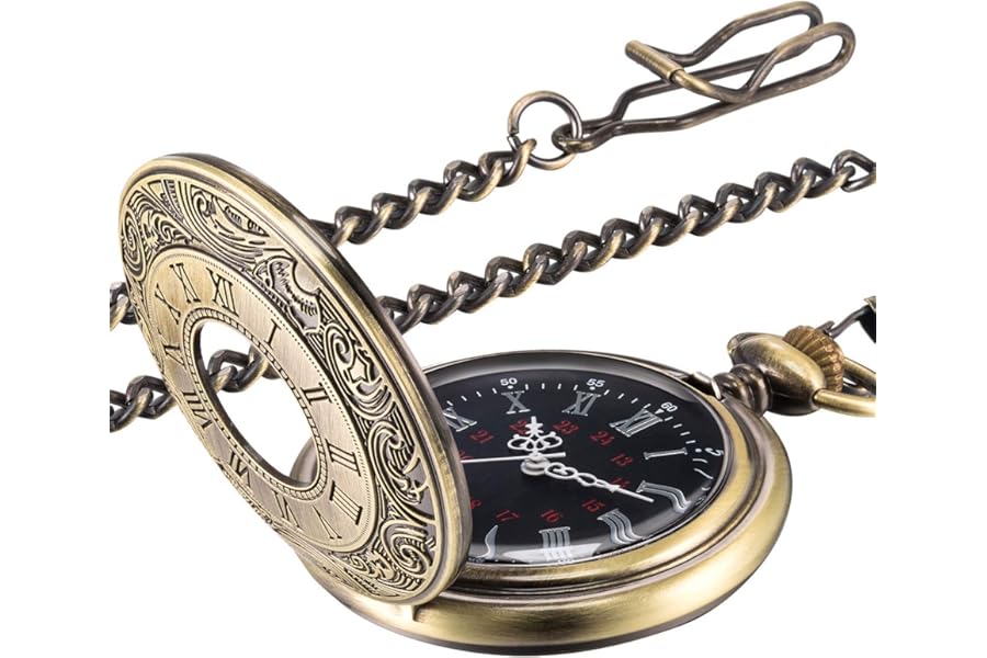 Vintage Pocket Watch Steel Men Watch with Chain