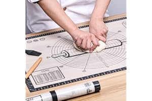 KitchenRaku Tappetino per pasticceria in silicone, extra grande, in silicone antiaderente con tappetino per fondente di misura, tappetino per pasta (51x71 cm, grigio)