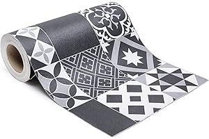 Giuri Tessuti - PASSATOIA per Cucina in Vinile - Tappeto Runner Antiscivolo e Lavabile in PVC - Largo 50 cm (AL METRO, MODERNO NERO)