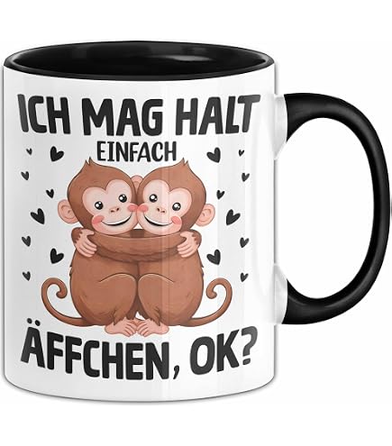 Lustige Tasse 'Sei Immer Du Selbst' Mit Schimpansen-Motiv – Blau, Spülmaschinenfest