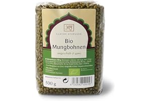 ‎CLASSIC AYURVEDA Classic Ayurveda - Bio Mungbohnen (ungeschält & ganz) - 500 g - Leicht bekömmliche grüne Hülsenfrucht mit süßlichem Aroma