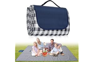 Habaylin Picnic Blanket Waterproof, Extra Large Picnic Mat 200 X 200 cm, Camping Beach Blanket Washable Foldable, Camping Accessories for Outdoor Activities (Dark Blue)