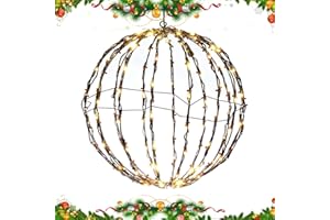 SHUANGLIAO 3D Faltbare Beleuchtete Kugeln, Weihnachtskugellicht Weihnachtskuge Kugellichter Für Den Außenbereich, Falten Sie Den Flachen Metallrahmen Mit Großen Kugellichtern, Für Außendekoration
