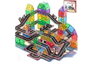 COOLJOYA Magnetic Building Blocks 65 Pieces, Magnetic Building Blocks Kids Girl 3 4 5 6 7 Years Old Town Road Ornaments Set