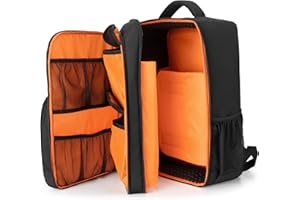 PGmoon Torba na kontroler DJ kompatybilna z RODECaster Pro II, Numark Party Mix II, Hercules Inpulse 200MK2, plecak z wielofunkcyjną kieszenią na mikrofon, kabel i akcesoria DJ, czarny, plecak