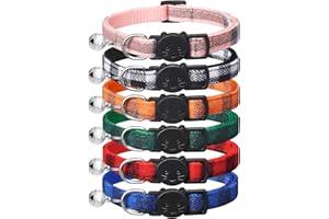 EXTODRY 6 PCS Grille Classique Colliers Chat Anti étranglement et Cloche,Réglable 18-30cm Collier Chaton,Accessoire Chat et Animaux Compagnie Multicolore (15-23cm)