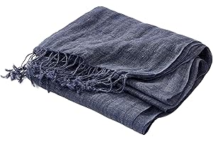 Prettystern long Plain Colour Summer Casual Fringed Linen Men's Scarf