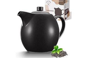 Happy Lemuro Teekanne mit Siebeinsatz Keramik - 1,2 l - Keramik Teekanne Schwarz (Anthrazit) - Tea Pot - Teapot Ceramic - Teekanne Steingut - Tee Zubehör - Teezubereiter für Losen Tee
