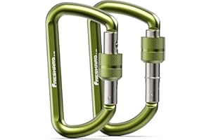 ‎FRESKARO FresKaro Schraubkarabiner, Extra Stark Schloss Karabiner, 7075 Aluminium, 12kN/1224kg, Ultraleicht, Rostfrei, Belastbar, für Hängematte, Schlüssel, Hundeleine, Camping, Aerial Yoga, Größe 8cm, Schwarz